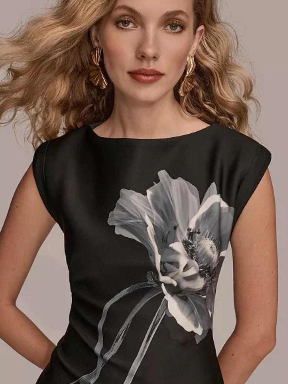 Donna Karan New York SZ 4 Black/Gray Floral Boat Neck Sheath Dress NWT $149 - Picture 16 of 16